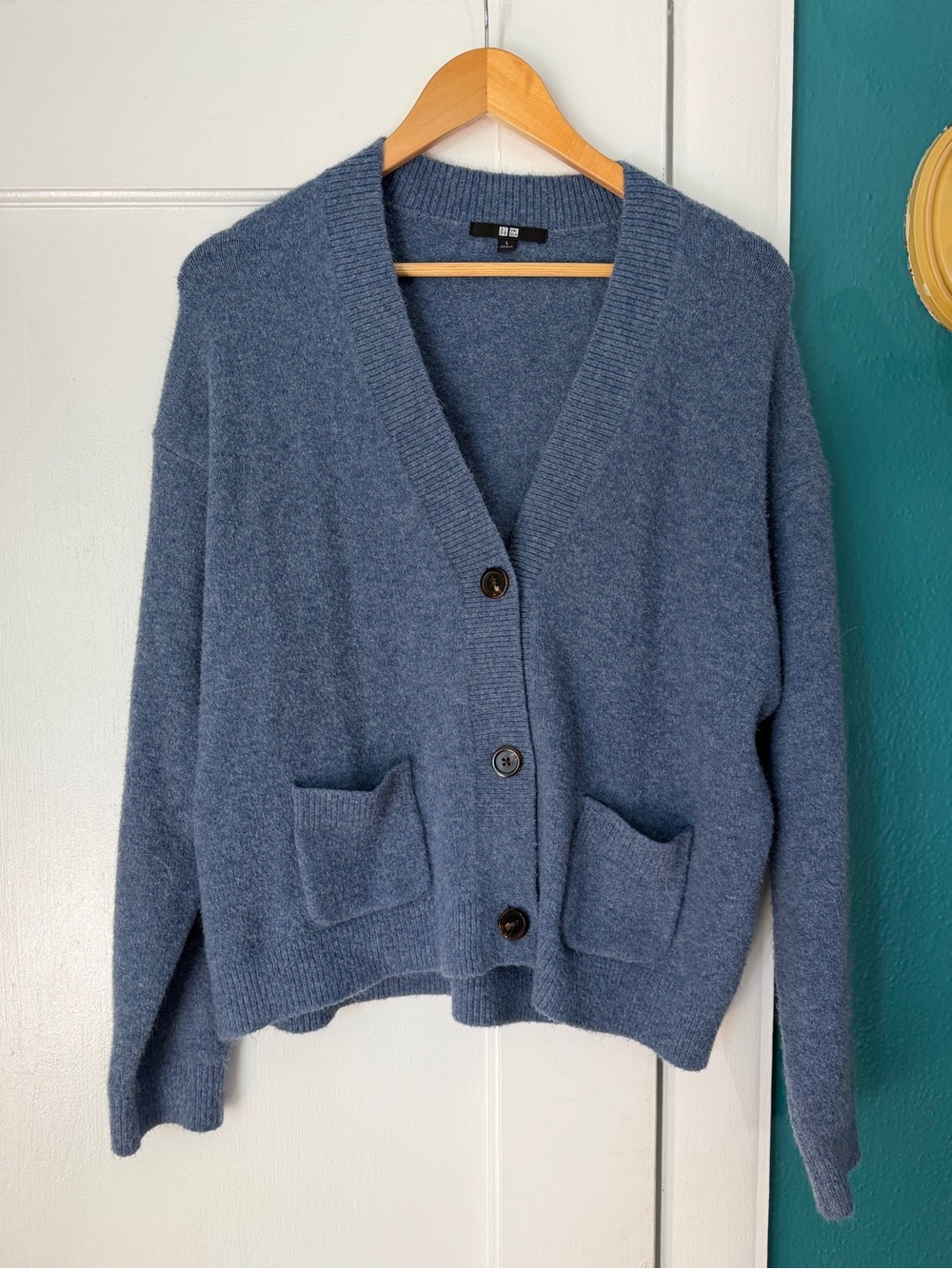 Uniqlo Dusty Blue V-Neck Button Front Cardigan